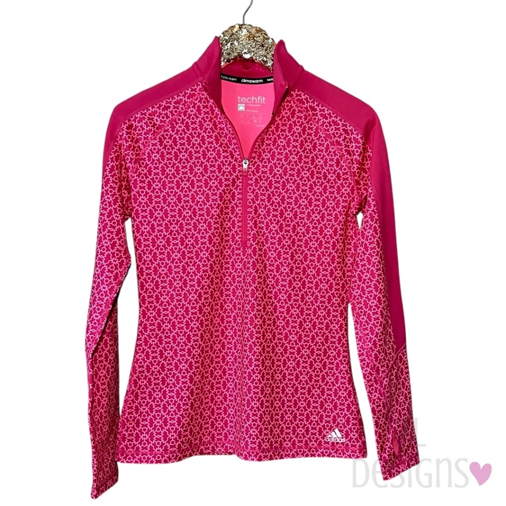Adidas TeckFit Jacket Pink Climawarm Half Zip Pullover Women's